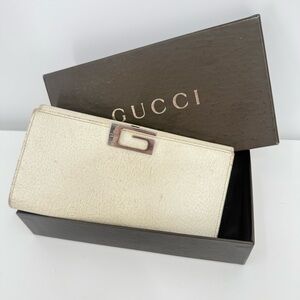 Gucci Silver G Cream Long Wallet for Women